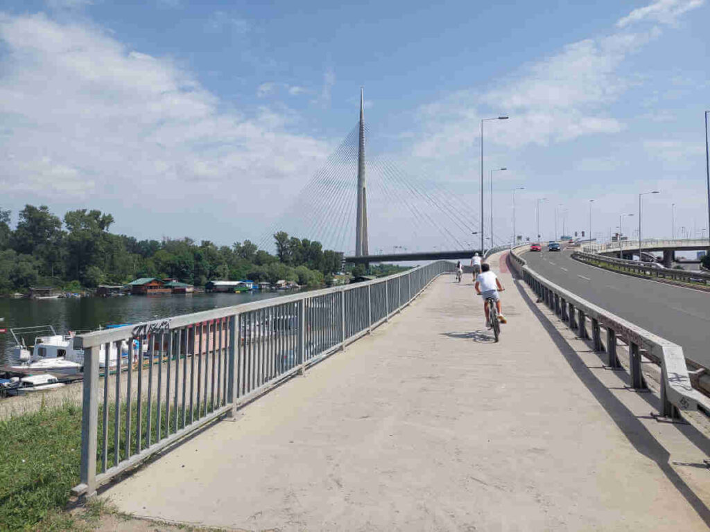 Ada Bridge entrance for pedestrians and cyclists