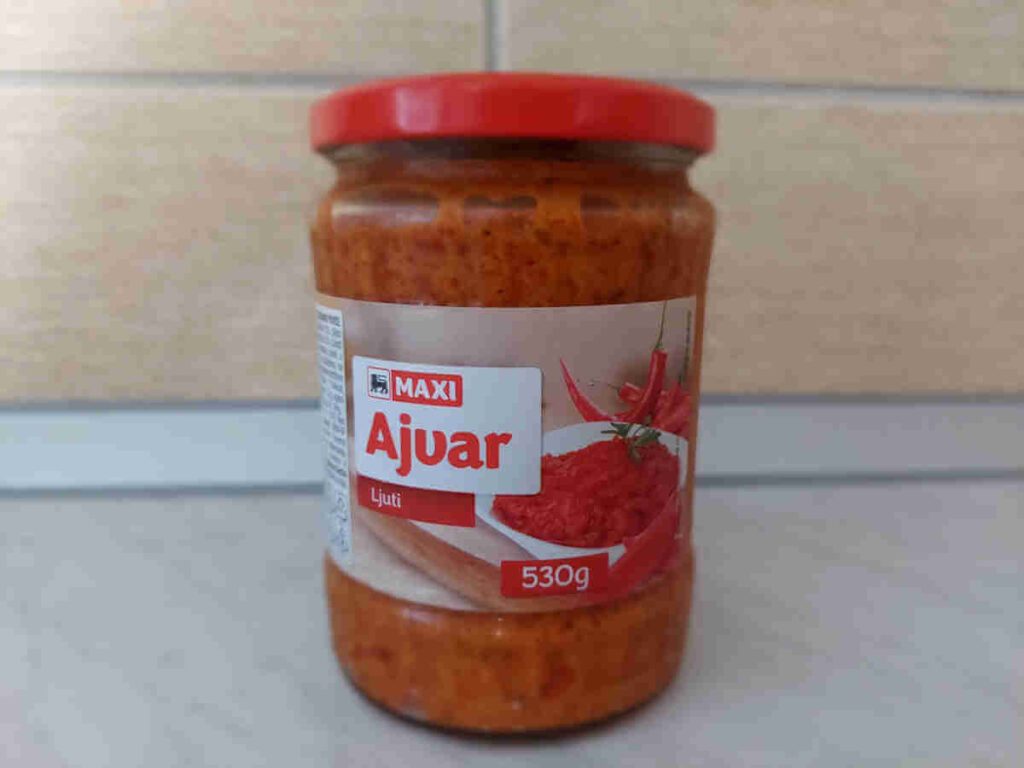 A jar of store-bought hot ajvar