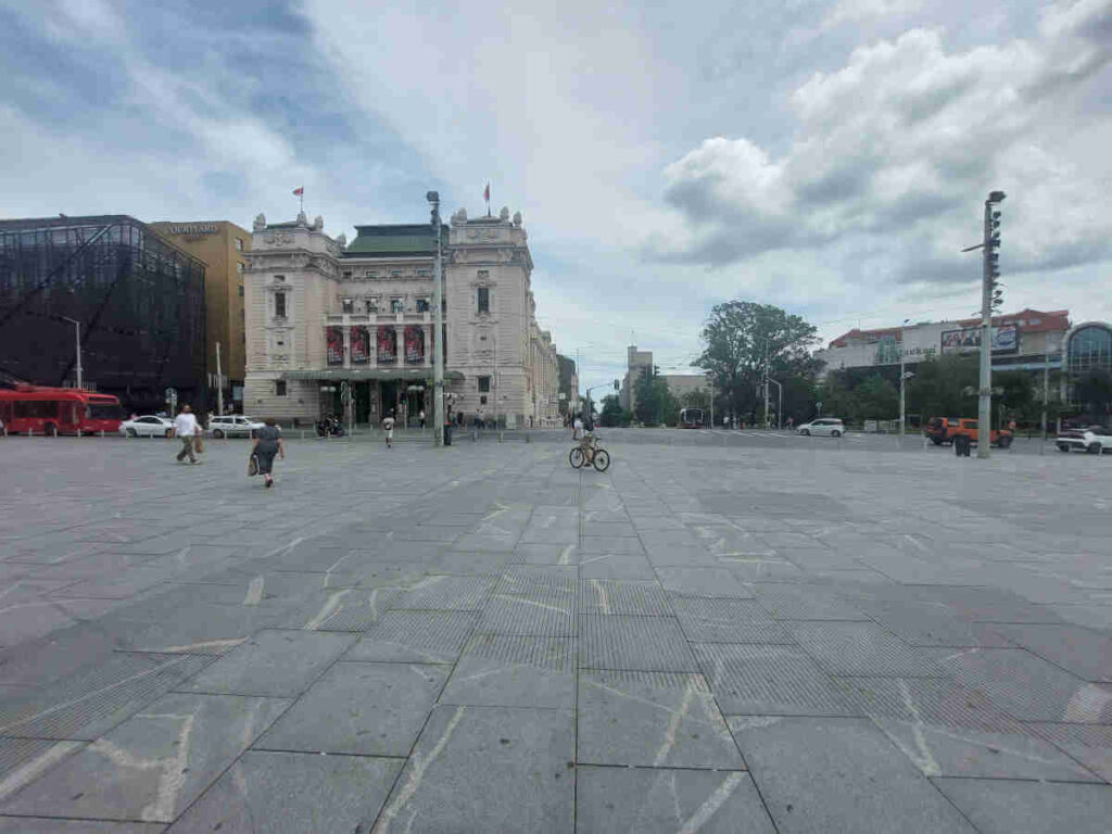 The National Theatre building, as seen from Republic Square