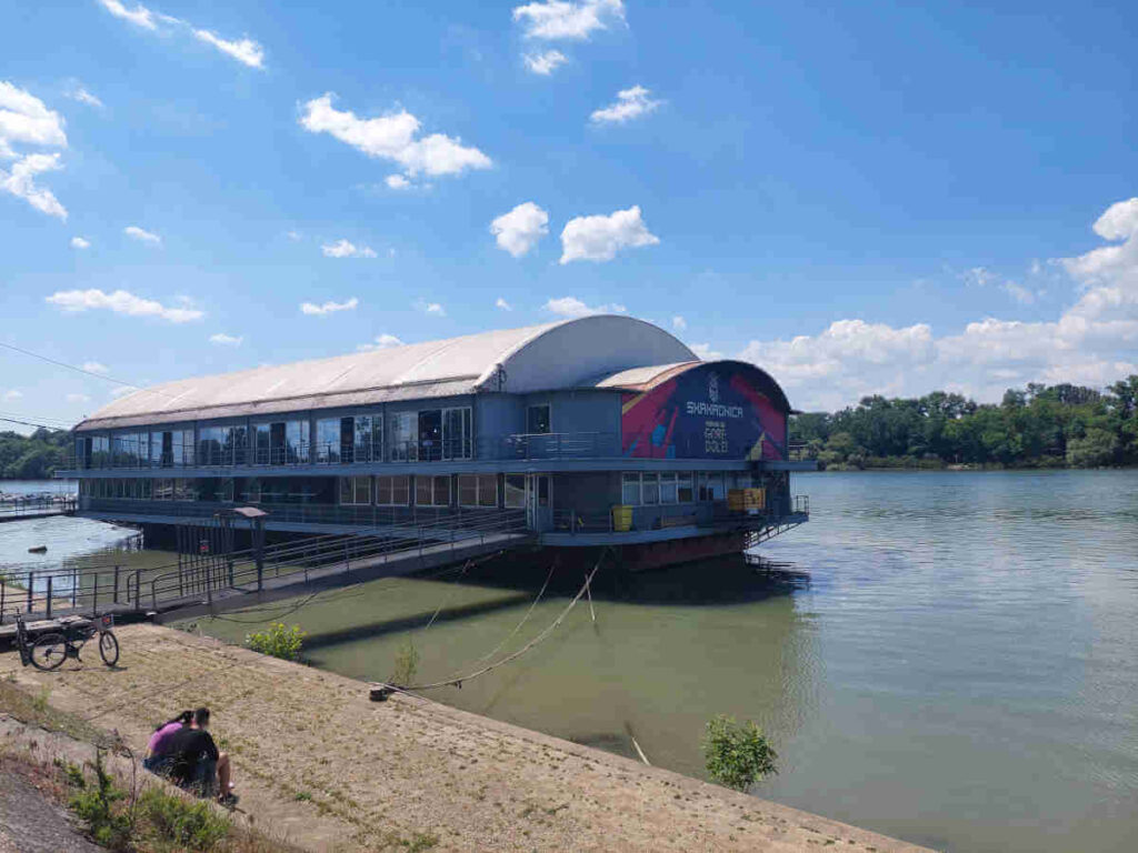Skakaonica on the Danube River in Belgrade, indoor trampoline park