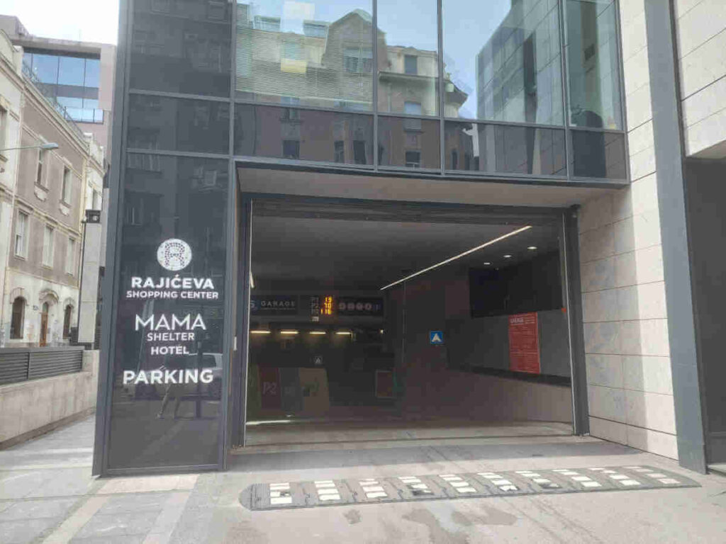 Rajićeva Shopping Mall, garage entrance from Uzun Mirkova Street