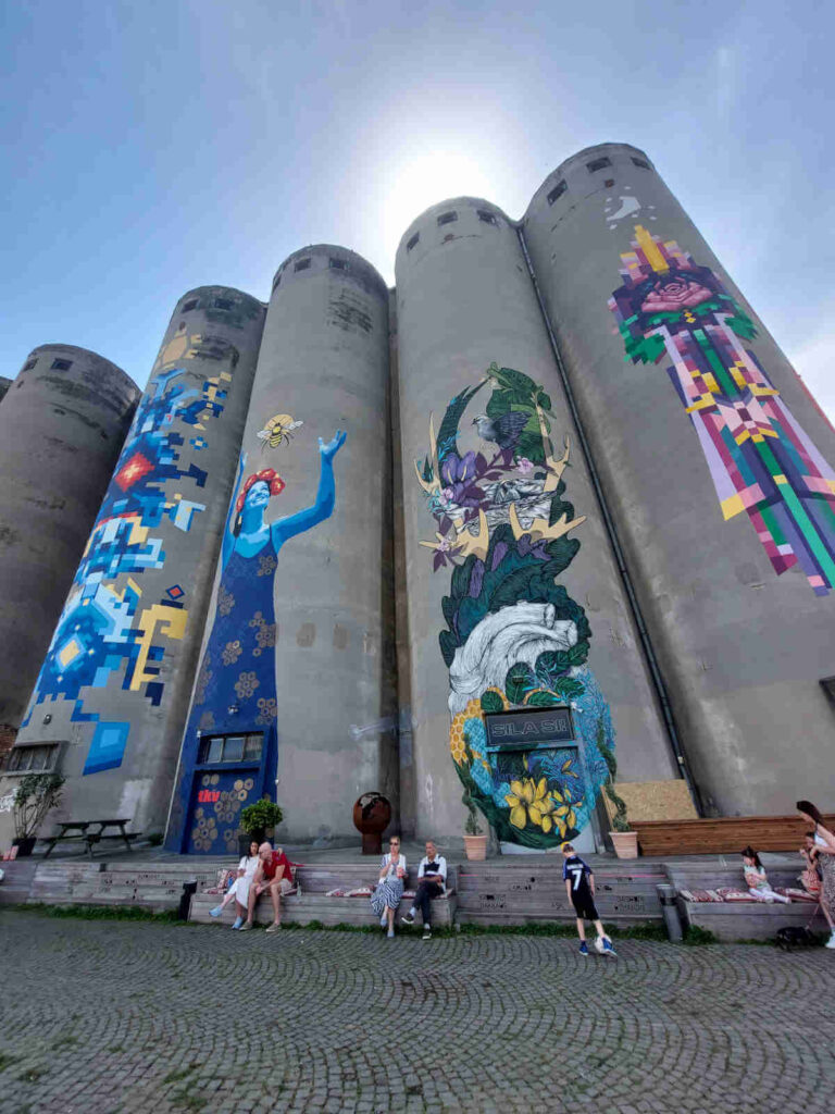 Visitors can climb the silos