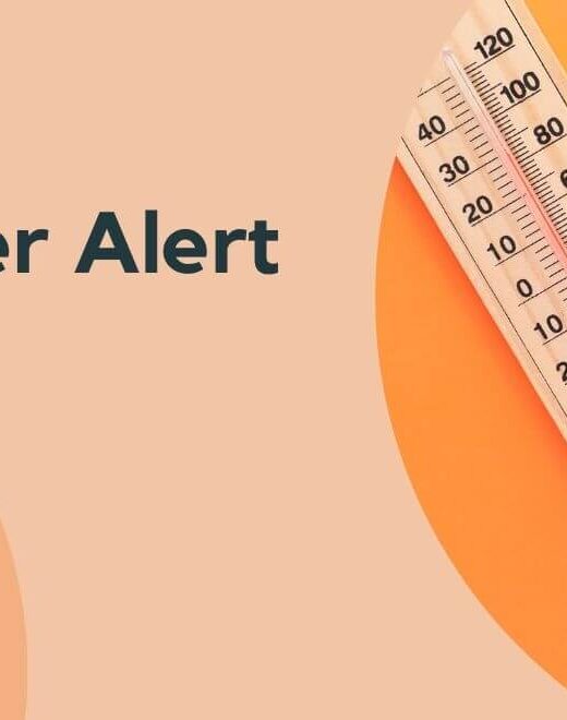 Severe weather alert, hot summer illustration