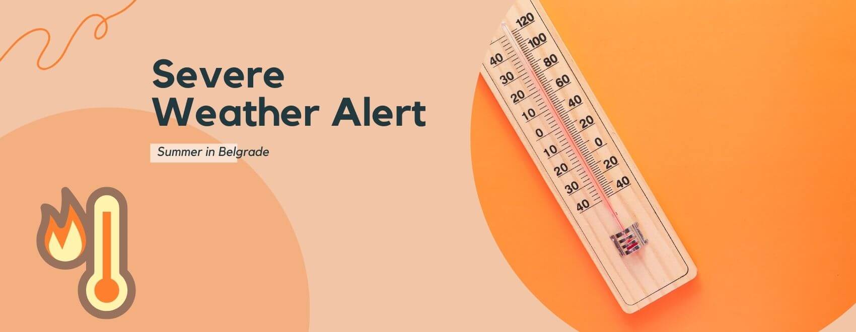 Severe weather alert, hot summer illustration