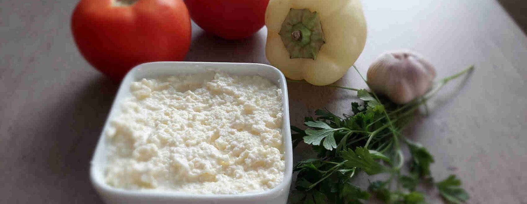 Kajmak with salad vegetables