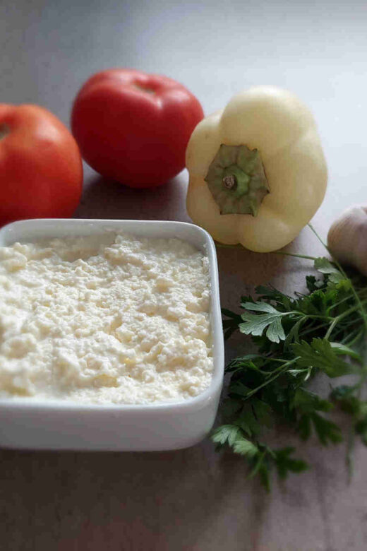 Kajmak with salad vegetables