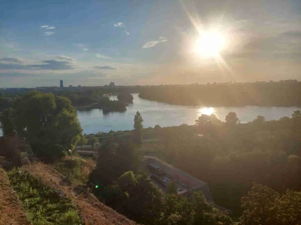 The Victor Monument plateau offers a stunning view of the confluence of the Sava and Danube rivers