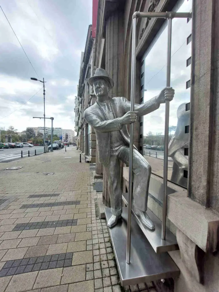 The Karl Malden Monument located in front of the Yugoslav Film Archive.