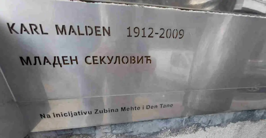 The Karl Malden Monument shows both his Hollywood and his original Serbian name