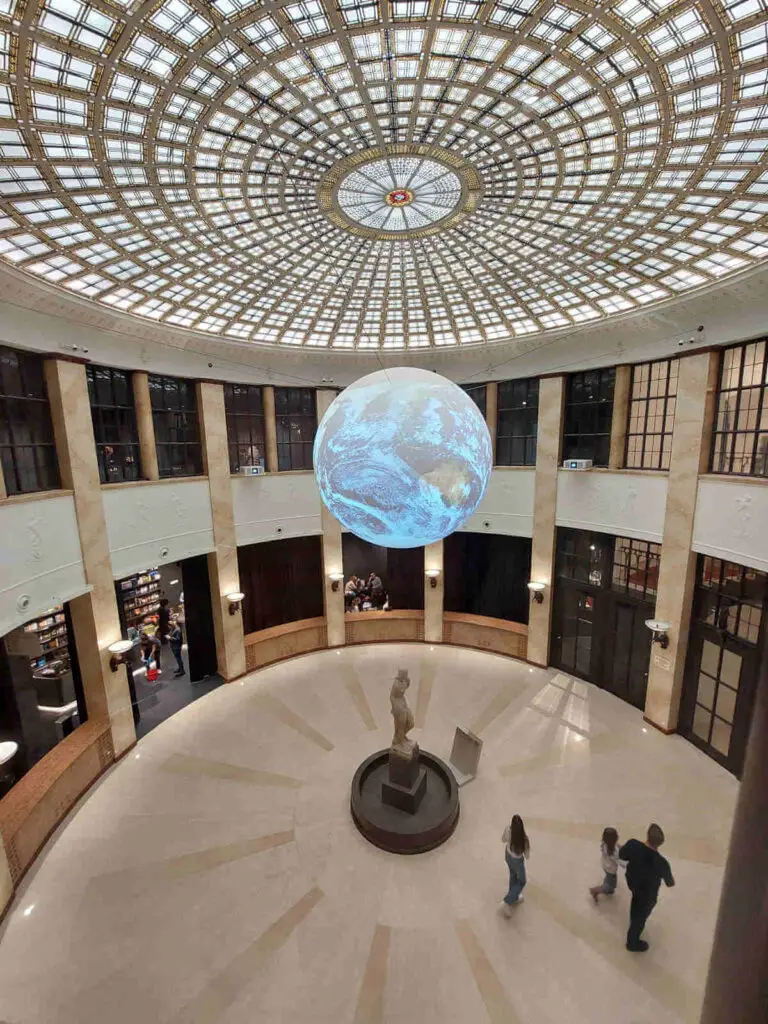 The hallway features the largest digital Earth in Europe.