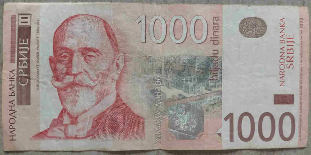 1000 Serbian dinars - front