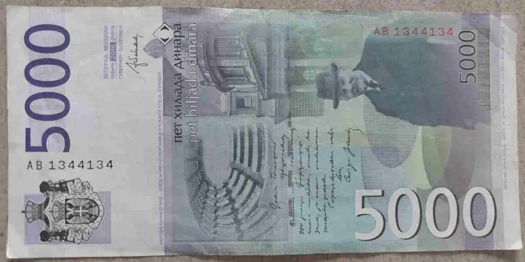 5000 Serbian dinars - back