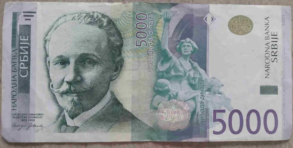 5000 Serbian dinars - front