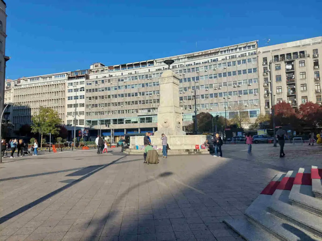 The lively area in front of Hotel Moskva